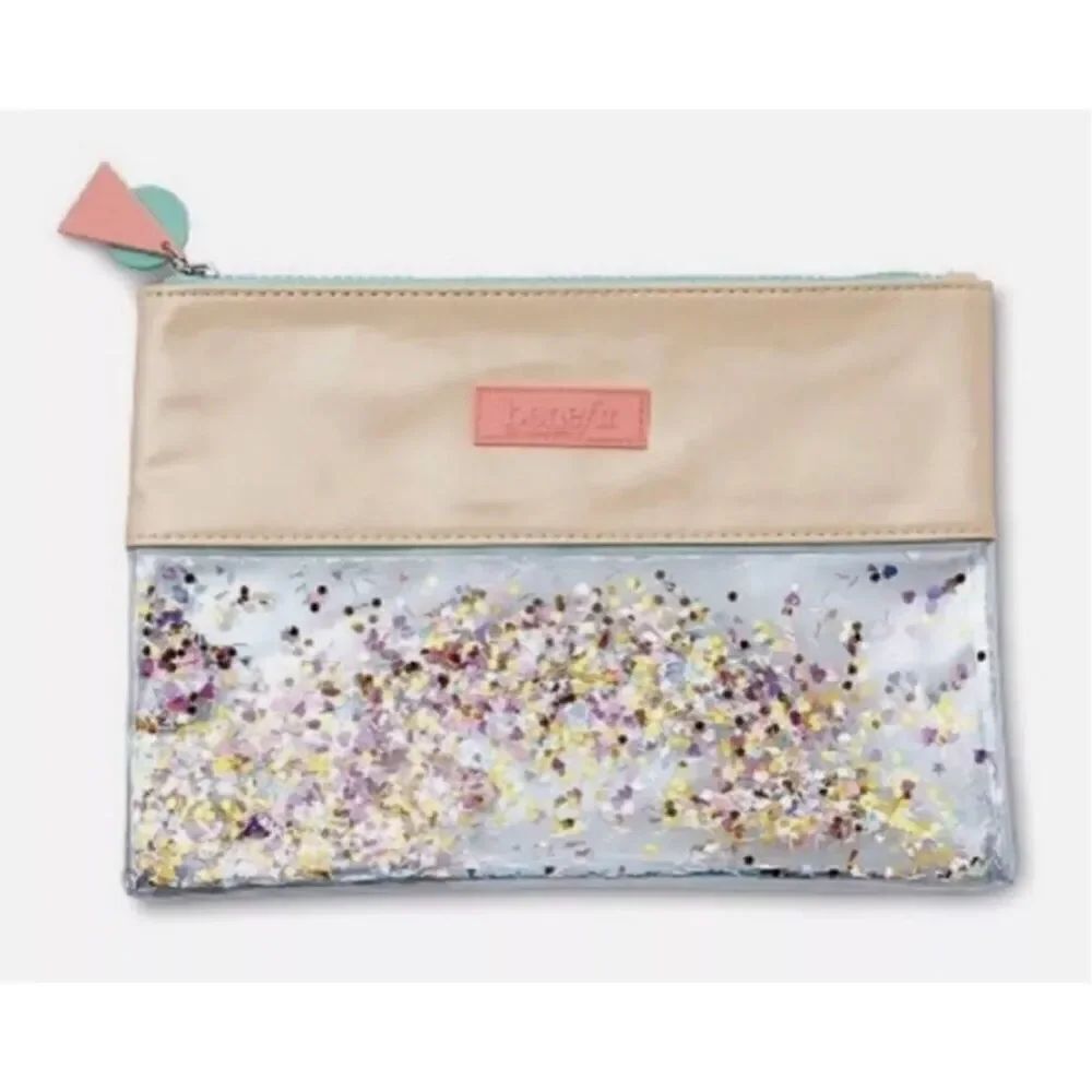 Womens Benefit 2018 Confetti Zip Pouch Travel Makeup Cosmetic Bag Rare & HTF